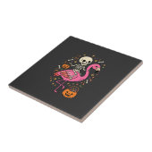Halloween Flamingo Skelet Snoep Emmer Vector Afbee Tegeltje (Zijkant)