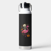 Halloween Flamingo Skelet Snoep Emmer Vector Afbee Waterfles (Voorkant)