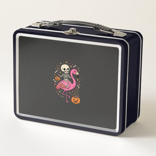 Halloween Flamingo Skelet Suiker Emmer Vector Afbe (Voorkant)