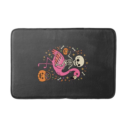 Halloween Flamingo Skelet Suiker Emmer Vector Afbe Badmat (Voorkant)