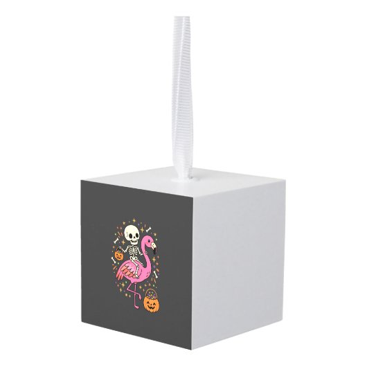 Halloween Flamingo Skelet Suiker Emmer Vector Afbe Decoratie (Achter hoekig)