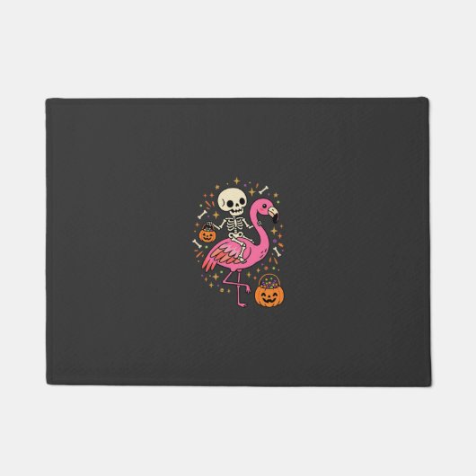Halloween Flamingo Skelet Suiker Emmer Vector Afbe Deurmat (Voorkant)