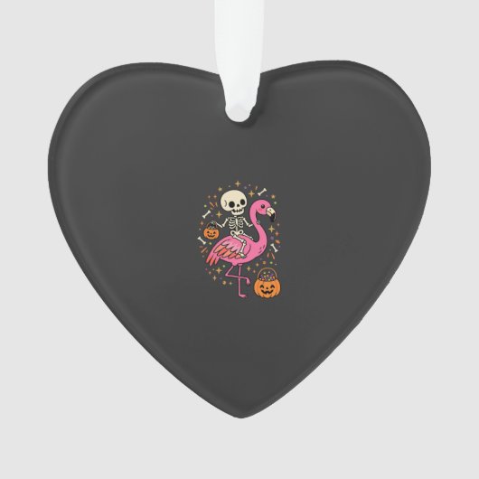 Halloween Flamingo Skelet Suiker Emmer Vector Afbe Ornament (voorkant)