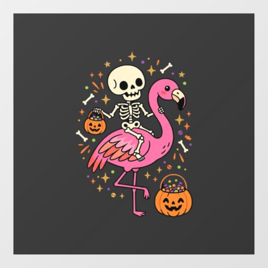 Halloween Flamingo Skelet Suiker Emmer Vector Afbe Raamsticker (Vel)