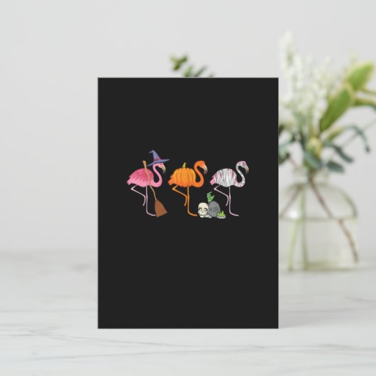 Halloween Flamingo Witch Mummy Funny Flamingween Kaart (Staand voorkant)