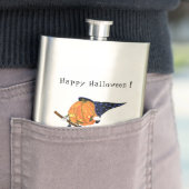 Halloween Flask heks Pumpkin Flying Broom Flacon (Voorbeeld)