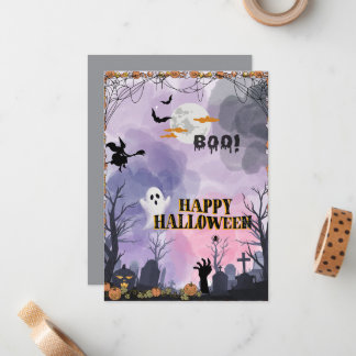 Halloween Flat Kaart – Spooky Wenskaart Notitiekaartje