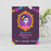 Halloween Flat uitnodiging voor de dag van de dode (Staand voorkant)