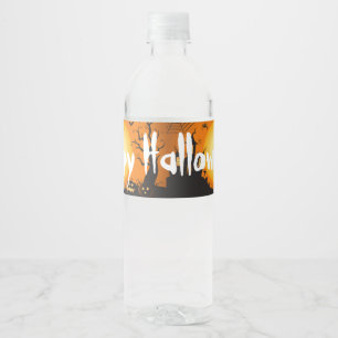 Halloween flesje waterfles etiket