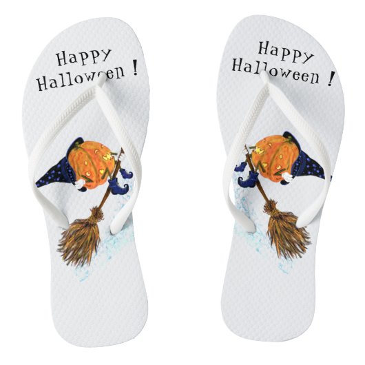 Halloween Flip Flops Heks Pompoen Vliegende Bezem (Voetbed)