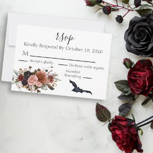 Halloween Floral Autumn Waterverf Flower RSVP Kaartje
