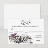 Halloween Floral Autumn Waterverf Spooky RSVP Kaartje (Voorkant / Achterkant)