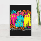 Halloween Floral Boo Ghost Cute Girly Bow Soky Vib Kaart (Voorkant)