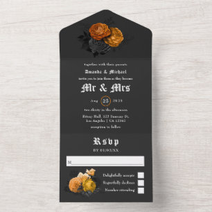 halloween Floral bruiloft in één keer All In One Uitnodiging