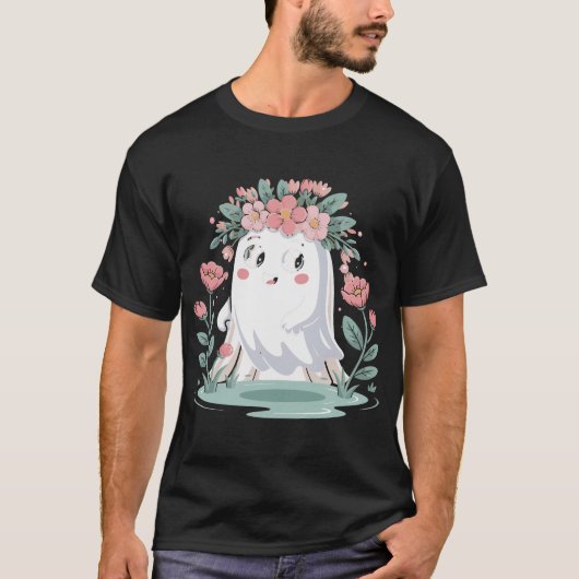 Halloween Floral Ghost Halloween Kostuummeisjes T-shirt (Voorkant)