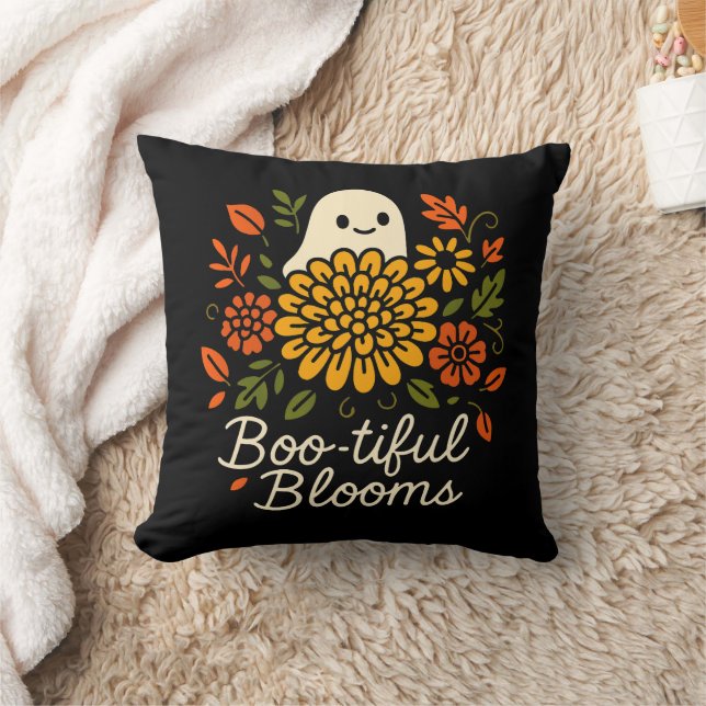 Halloween Floral Ghost - Herfst Flowers Spooky Kussen (Deken)