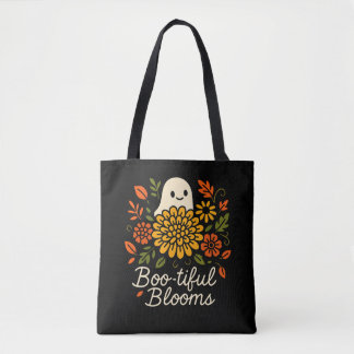 Halloween Floral Ghost Herfst Flowers Spooky Tote Bag