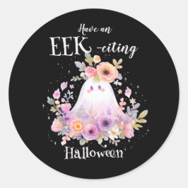 Halloween Floral Ghost Ronde Sticker