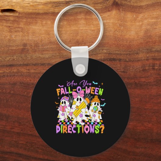 Halloween Floral Ghost Teacher Are You Falloween D Sleutelhanger (Voorkant)