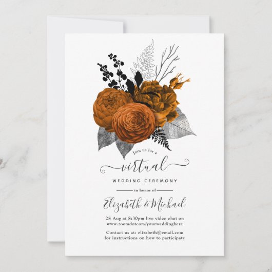  Halloween Floral Online Virtual Wedding Kaart (Voorkant)