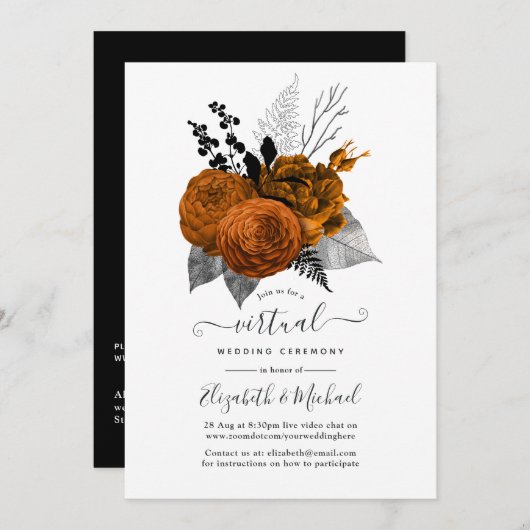  Halloween Floral Online Virtual Wedding Kaart (Voorkant / Achterkant)