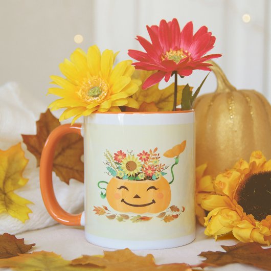 Halloween Floral Pumpkin Mok