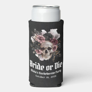 Halloween Floral Skull Bride or Die Bachelorette Seltzer Blikjeskoeler