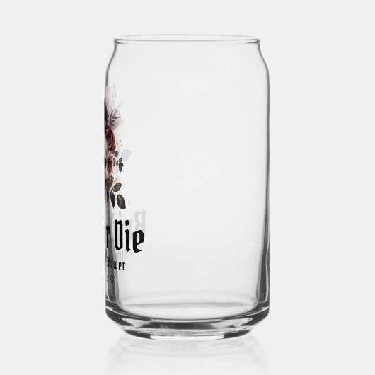 Halloween Floral Skull Bride or Die Vrijgezellenfe Blikvorm Glas (Links)