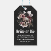Halloween Floral Skull Bride or Die Vrijgezellenfe Cadeaulabel (Voorkant)