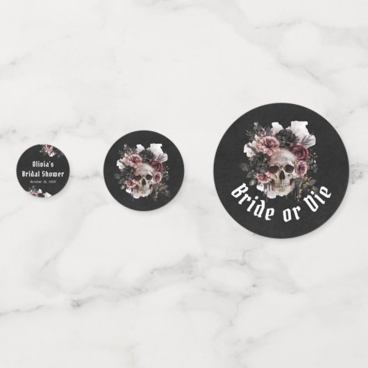 Halloween Floral Skull Bride or Die Vrijgezellenfe Confetti (Achterkanten)