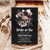 Halloween Floral Skull Bride or Die Vrijgezellenfe Kaart