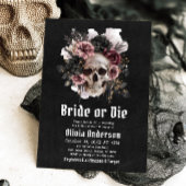 Halloween Floral Skull Bride or Die Vrijgezellenfe Kaart