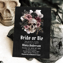 Halloween Floral Skull Bride or Die Vrijgezellenfe