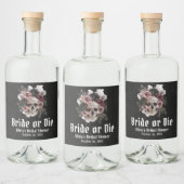 Halloween Floral Skull Bride or Die Vrijgezellenfe Likeurfles Etiket (Flessen)
