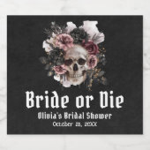 Halloween Floral Skull Bride or Die Vrijgezellenfe Likeurfles Etiket (Enkel label)