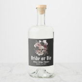 Halloween Floral Skull Bride or Die Vrijgezellenfe Likeurfles Etiket (Voorkant)