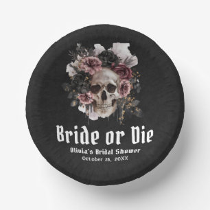 Halloween Floral Skull Bride or Die Vrijgezellenfe Papieren Kommen
