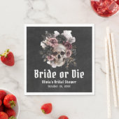 Halloween Floral Skull Bride or Die Vrijgezellenfe Servet (Insitu)