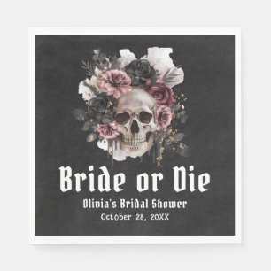 Halloween Floral Skull Bride or Die Vrijgezellenfe Servet