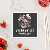 Halloween Floral Skull Bride or Die Vrijgezellenfe Servet (Insitu)