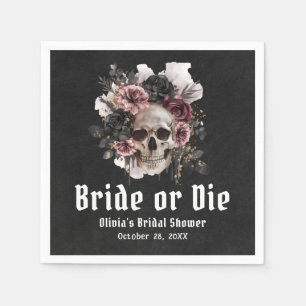 Halloween Floral Skull Bride or Die Vrijgezellenfe Servet