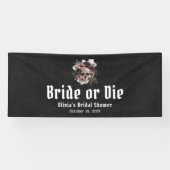 Halloween Floral Skull Bride or Die Vrijgezellenfe Spandoek (Horizontaal)
