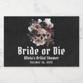 Halloween Floral Skull Bride or Die Vrijgezellenfe Voedselcontainer Etiket (Enkel label)
