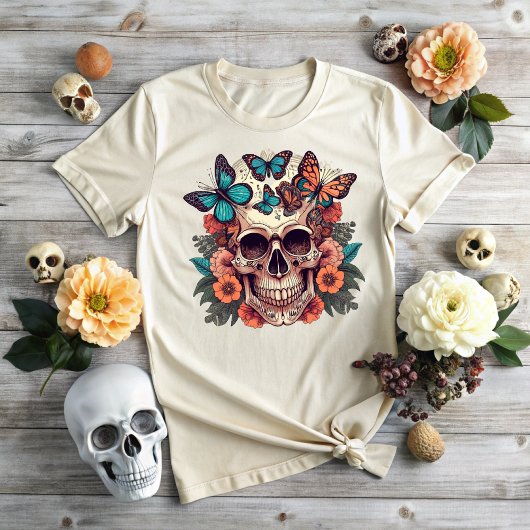 Halloween Floral Skull T-shirt
