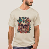 Halloween Floral Skull T-shirt (Voorkant)