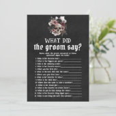 Halloween Floral Skull Wat zei de bruidegom Spel Kaart (Staand voorkant)