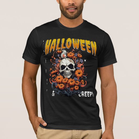 Halloween Floral Spooky Graphic T-shirt (Voorkant)