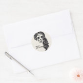 Halloween Floral Sugar Skull Classic Round Sticker (Envelop)
