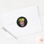 Halloween Floral Sugar Skull Classic Round Sticker (Envelop)
