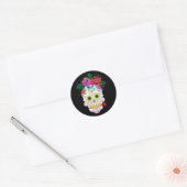 Halloween Floral Sugar Skull Classic Round Sticker (Envelop)